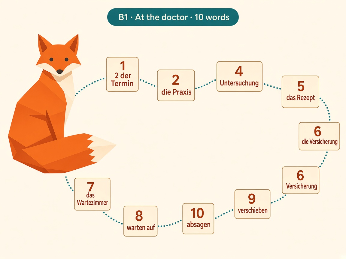 Ten-word speaking roadmap for At the doctor at B1